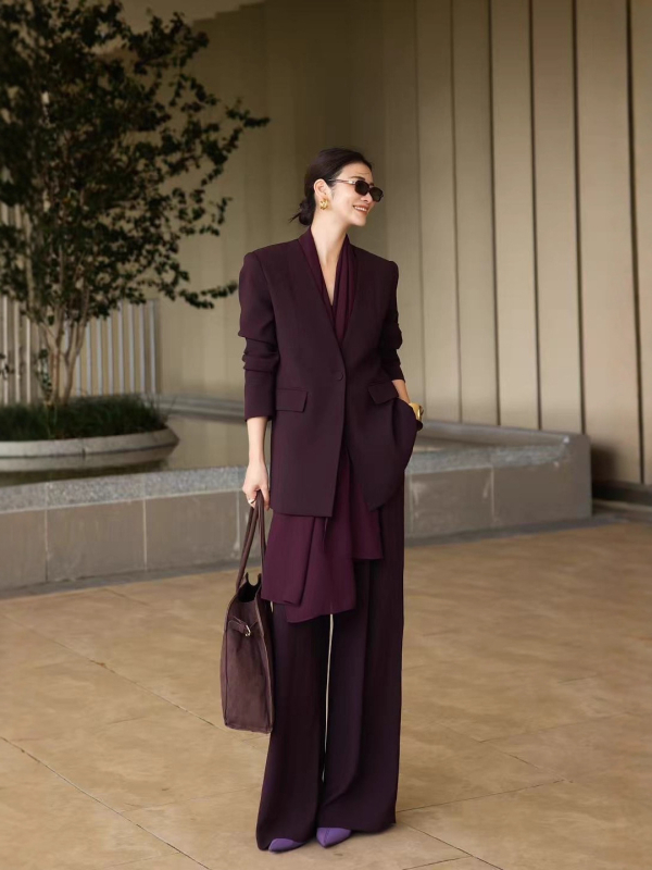 2025 Costum negru pentru femei din trei piese: siluetă drapată elegantă și pantaloni largi, pentru toamnă