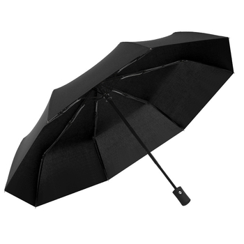 Umbrelă automată cu trei segmente, protecție UV, material negru, imprimare logo pentru promovare
