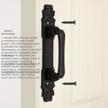 Βαρειά λαβή πόρτας τύπου barn door, χωρίς διάτρηση, επιχρωματισμός σε αντίκα χαλκό, επιφανειακή τοποθέτηση, μεγάλη για ξύλινες πόρτες