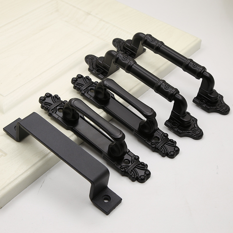 Βαρειά λαβή πόρτας τύπου barn door, χωρίς διάτρηση, επιχρωματισμός σε αντίκα χαλκό, επιφανειακή τοποθέτηση, μεγάλη για ξύλινες πόρτες