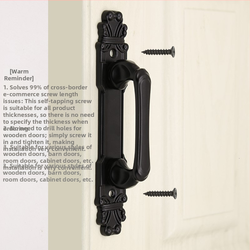 Βαρειά λαβή πόρτας τύπου barn door, χωρίς διάτρηση, επιχρωματισμός σε αντίκα χαλκό, επιφανειακή τοποθέτηση, μεγάλη για ξύλινες πόρτες