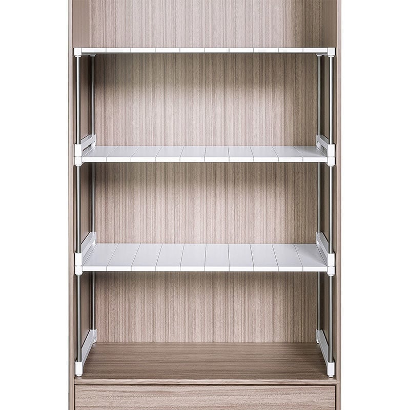Organizator pliabil din plastic pentru garderobă, cu rafturi multiple și spații de depozitare interne