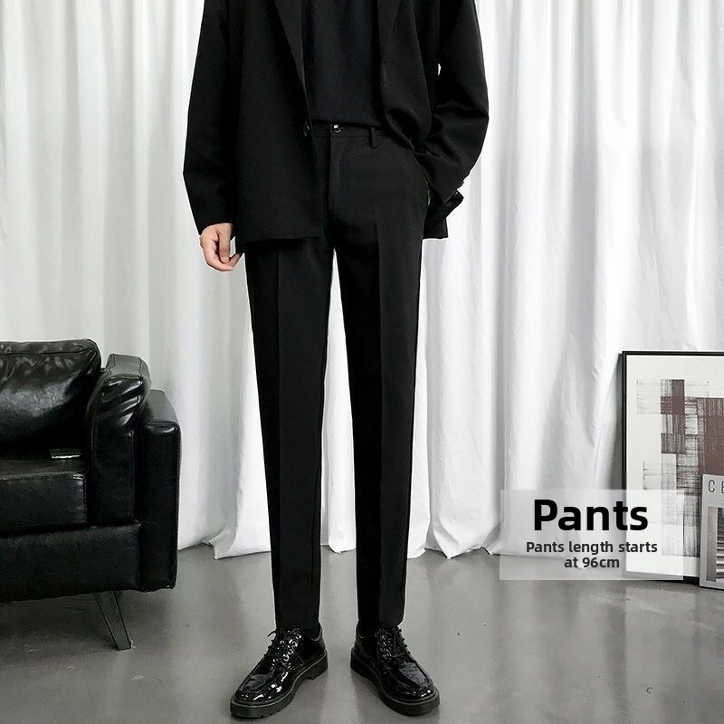 Pánske sako v kórejskom štýle, čierne, úzky strih, casual blazer na jaru a jesene, veľké rozmery