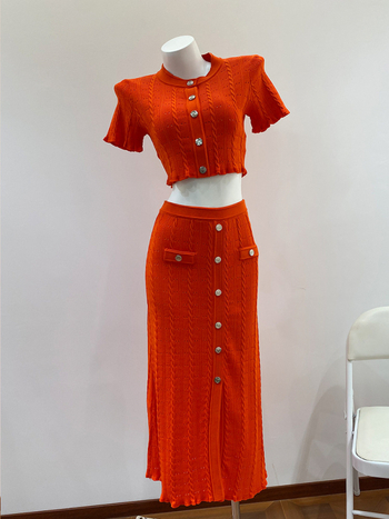 Nanyou brand S de înaltă clasă 2025 Top slim fit cu stil franțuzesc + fustă, model 2025, cu dantelă croșetată la margine