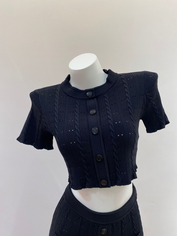 Nanyou brand S de înaltă clasă 2025 Top slim fit cu stil franțuzesc + fustă, model 2025, cu dantelă croșetată la margine