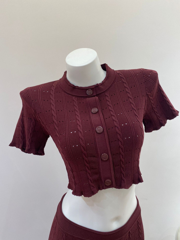 Nanyou brand S de înaltă clasă 2025 Top slim fit cu stil franțuzesc + fustă, model 2025, cu dantelă croșetată la margine