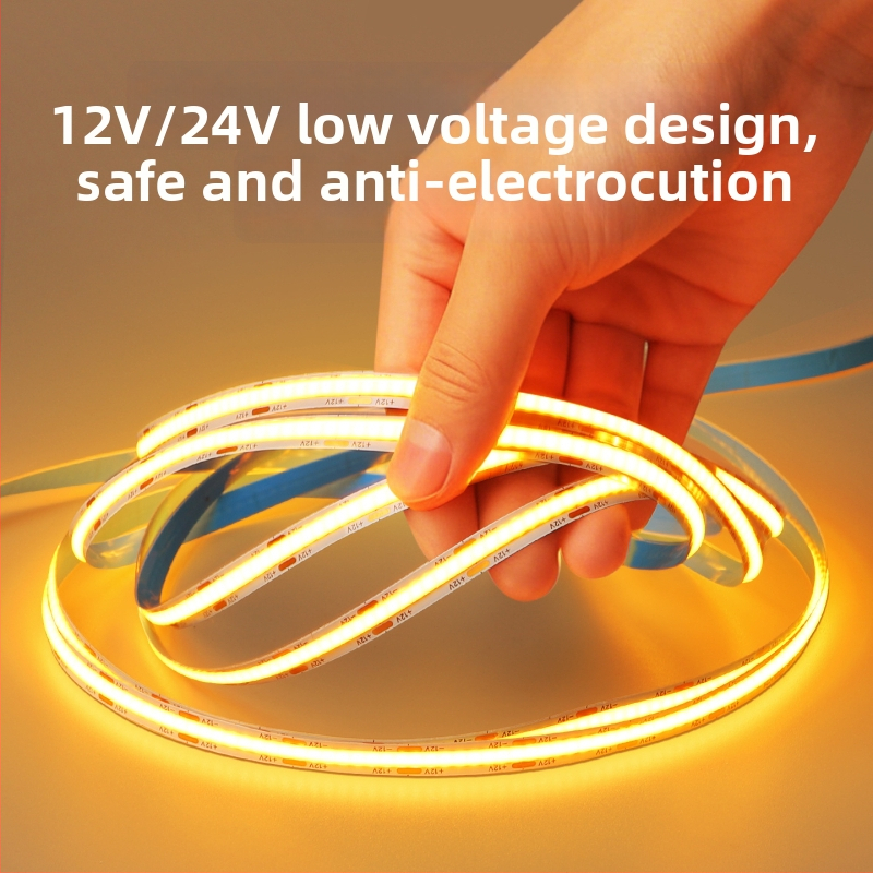 Šarolika COB LED traka, niskonaponska 12V/24V, samoljepljiva, RGBW, za kućnu dekoraciju i atmosferu bara, ledeno plava svjetlost