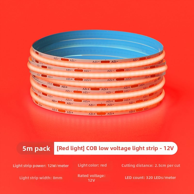 Šarolika COB LED traka, niskonaponska 12V/24V, samoljepljiva, RGBW, za kućnu dekoraciju i atmosferu bara, ledeno plava svjetlost