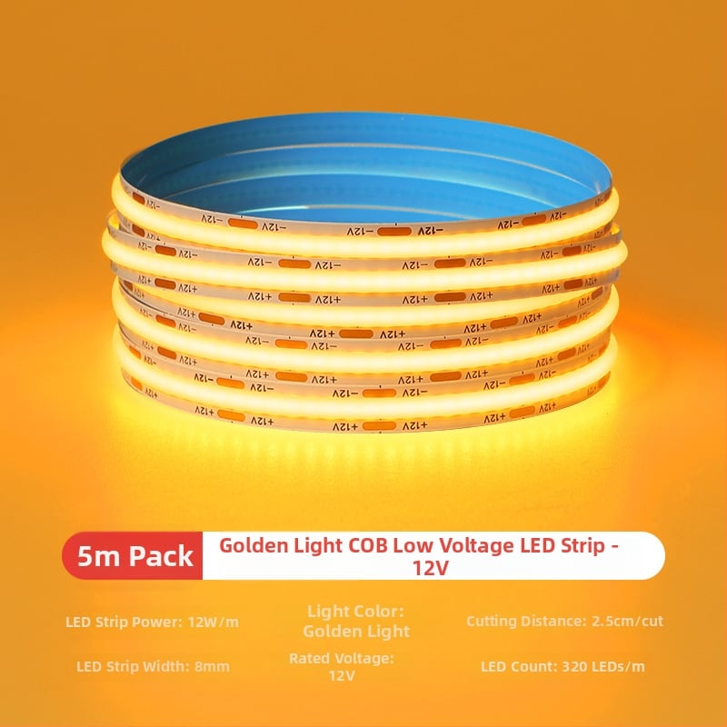Šarolika COB LED traka, niskonaponska 12V/24V, samoljepljiva, RGBW, za kućnu dekoraciju i atmosferu bara, ledeno plava svjetlost