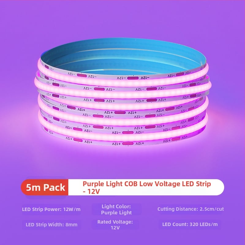 Šarolika COB LED traka, niskonaponska 12V/24V, samoljepljiva, RGBW, za kućnu dekoraciju i atmosferu bara, ledeno plava svjetlost
