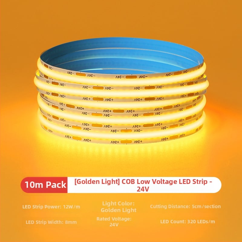 Šarolika COB LED traka, niskonaponska 12V/24V, samoljepljiva, RGBW, za kućnu dekoraciju i atmosferu bara, ledeno plava svjetlost