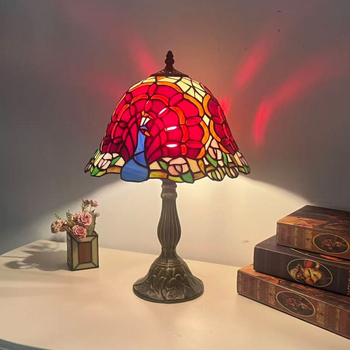 Érintéses vintage lámpa éjjeliszekrényhez, kézzel készített, 30 cm-es üvegbura