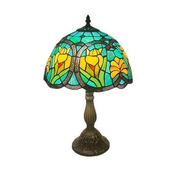 Érintéses vintage lámpa éjjeliszekrényhez, kézzel készített, 30 cm-es üvegbura