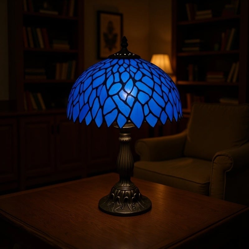 Érintéses vintage lámpa éjjeliszekrényhez, kézzel készített, 30 cm-es üvegbura