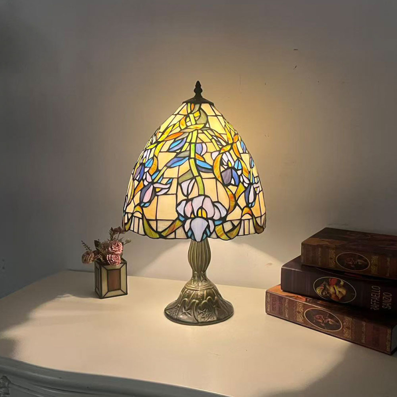 Érintéses vintage lámpa éjjeliszekrényhez, kézzel készített, 30 cm-es üvegbura