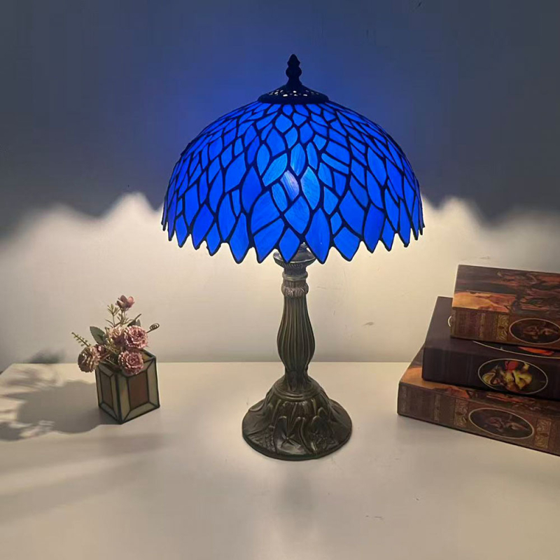 Érintéses vintage lámpa éjjeliszekrényhez, kézzel készített, 30 cm-es üvegbura