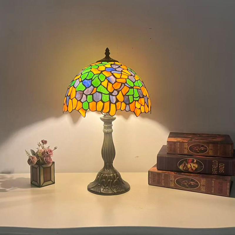 Érintéses vintage lámpa éjjeliszekrényhez, kézzel készített, 30 cm-es üvegbura