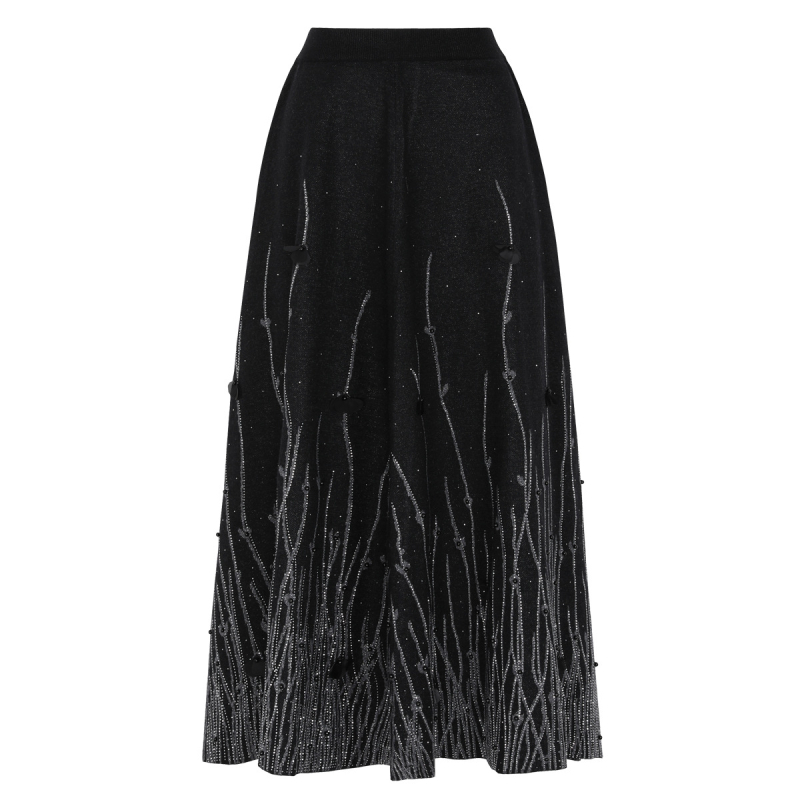 2620 Set cardigan tricotat și fustă midi evazată pentru femei