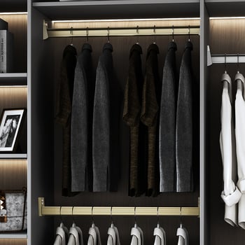 Bară de haine pentru dulap, montaj superior antiderapant, din aliaj de aluminiu, bară de haine întărită, accesoriu de fixare intern