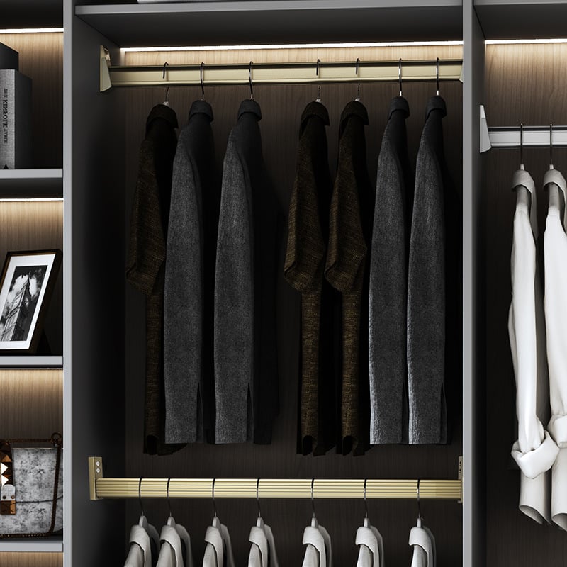 Bară de haine pentru dulap, montaj superior antiderapant, din aliaj de aluminiu, bară de haine întărită, accesoriu de fixare intern