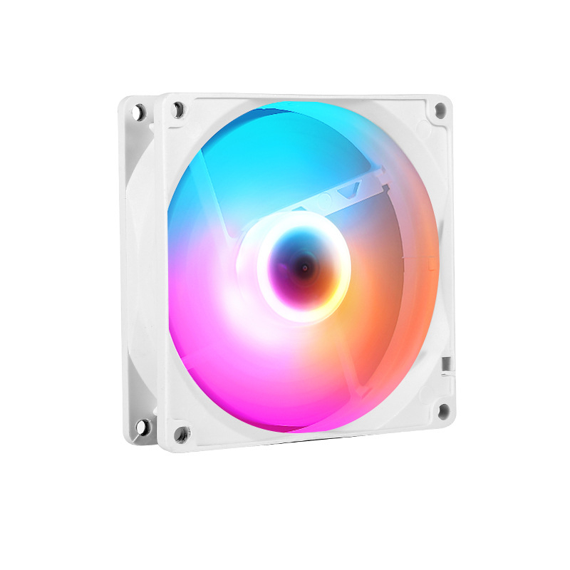 ARGB λευκός ανεμιστήρας περιβλήματος και CPU, 9 εκ., αθόρυβος, με έλεγχο θερμοκρασίας και ρύθμιση ταχύτητας, για επιτραπέζιους υπολογιστές