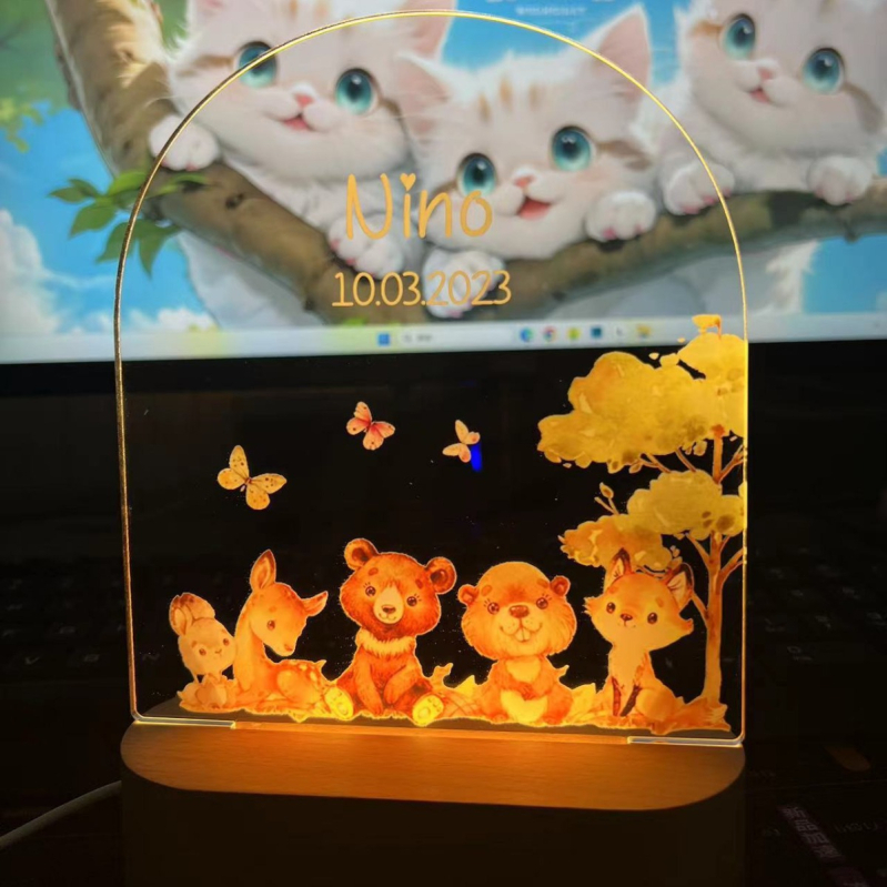 Dječja noćna lampica s dizajnom životinja ili zodijaka, 18×15 cm, napajanje iz utičnice, DIY ukrasi, poklon za rođendan