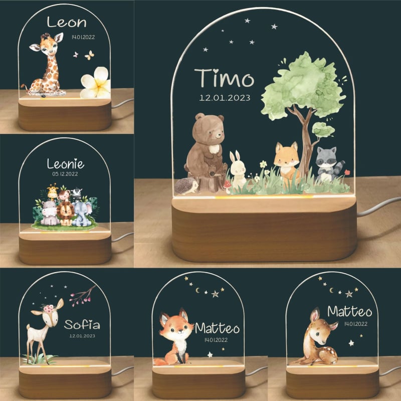 Dječja noćna lampica s dizajnom životinja ili zodijaka, 18×15 cm, napajanje iz utičnice, DIY ukrasi, poklon za rođendan