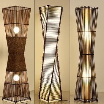 Japonski stil podna lampa s tatami motivima, Zen bambus umjetnost, drvena dekorativna lampa za dnevni boravak i spavaću sobu