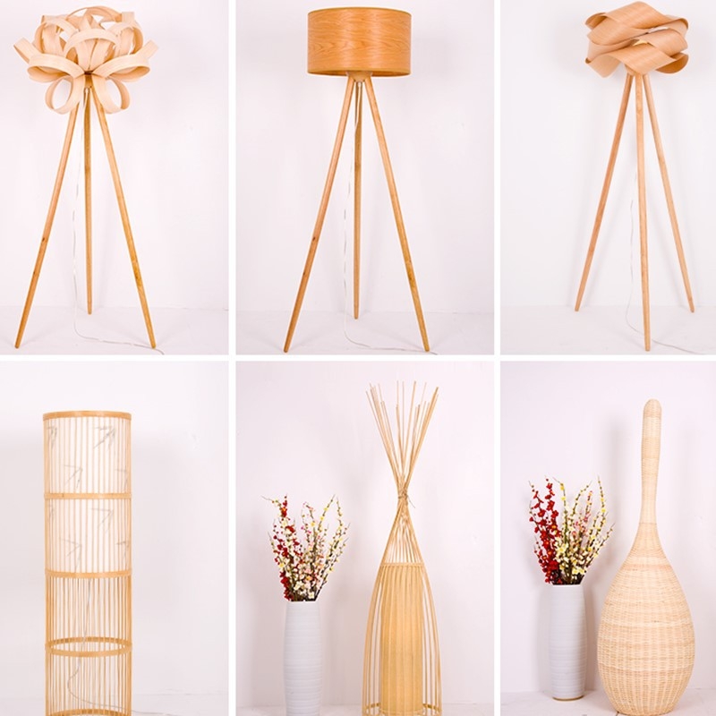 Japonski stil podna lampa s tatami motivima, Zen bambus umjetnost, drvena dekorativna lampa za dnevni boravak i spavaću sobu