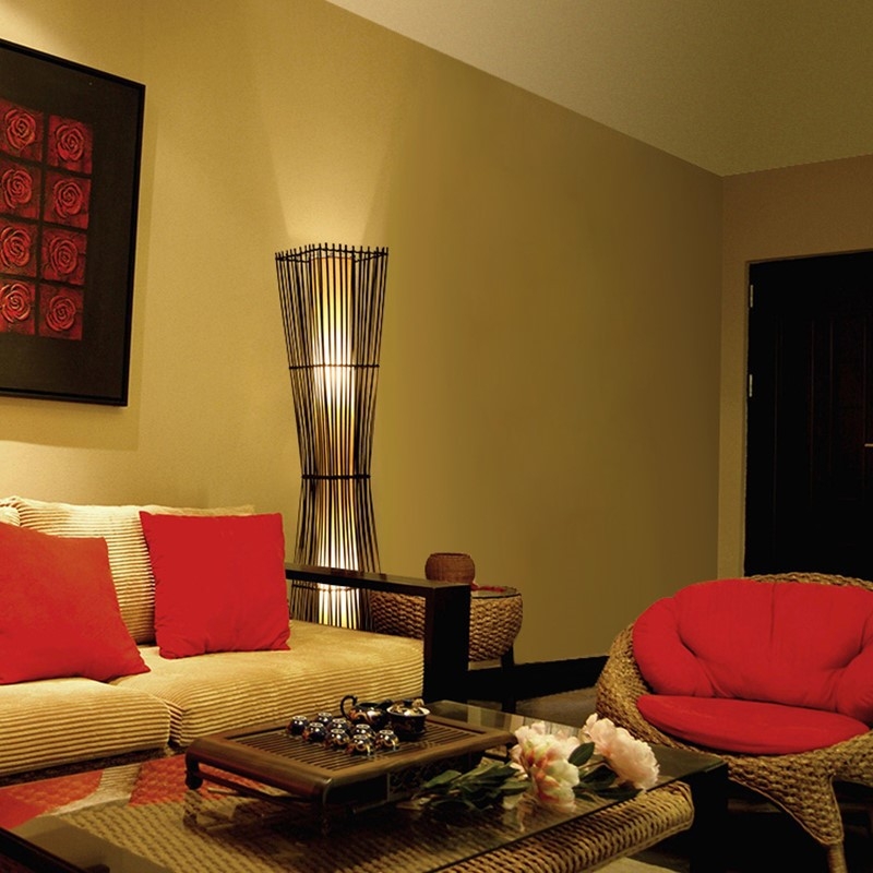 Japonski stil podna lampa s tatami motivima, Zen bambus umjetnost, drvena dekorativna lampa za dnevni boravak i spavaću sobu