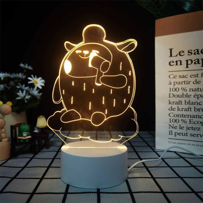 3D noćna svjetiljka Egg Party s figuricama Baker, Drumming Sheep i Apple – ukrasno svjetlo za dječje rođendane