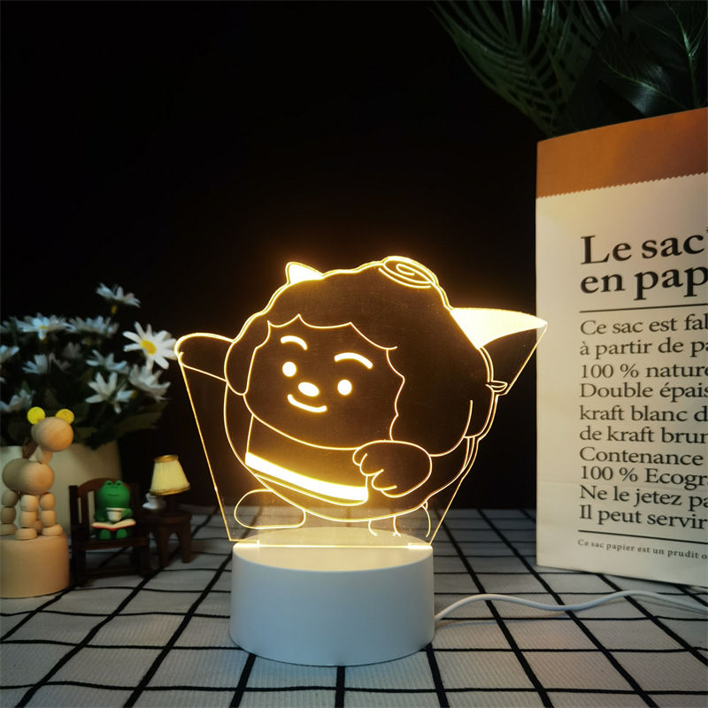 3D noćna svjetiljka Egg Party s figuricama Baker, Drumming Sheep i Apple – ukrasno svjetlo za dječje rođendane