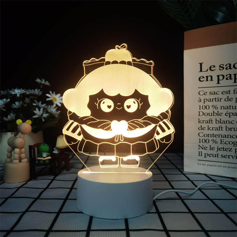 3D noćna svjetiljka Egg Party s figuricama Baker, Drumming Sheep i Apple – ukrasno svjetlo za dječje rođendane