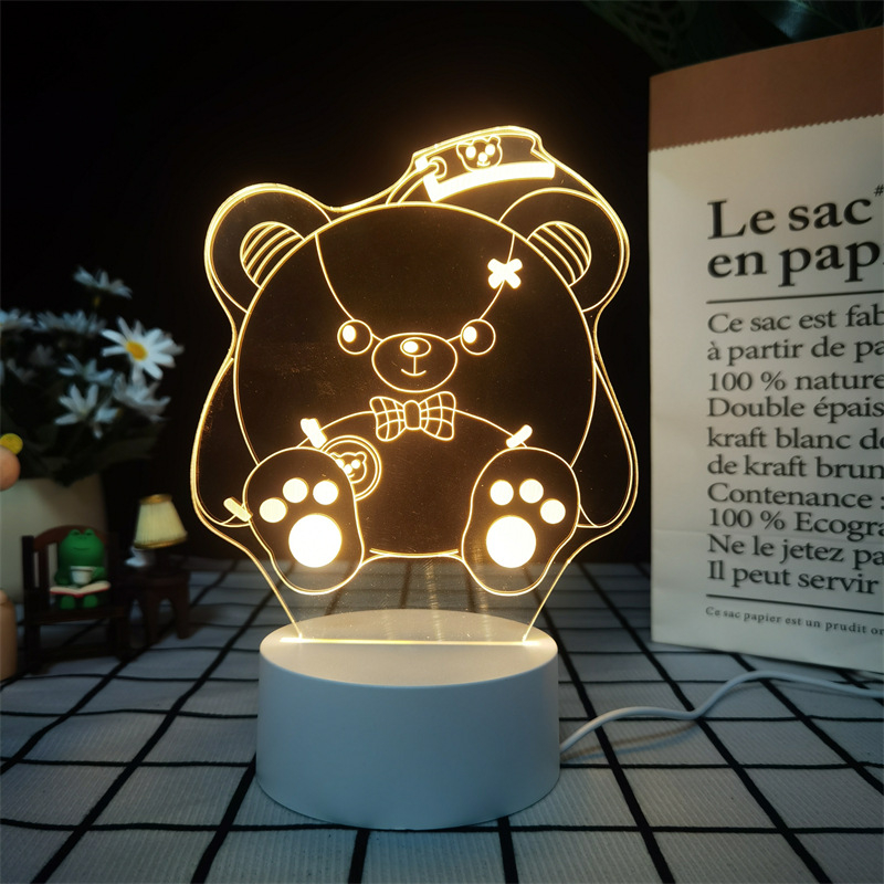 3D noćna svjetiljka Egg Party s figuricama Baker, Drumming Sheep i Apple – ukrasno svjetlo za dječje rođendane