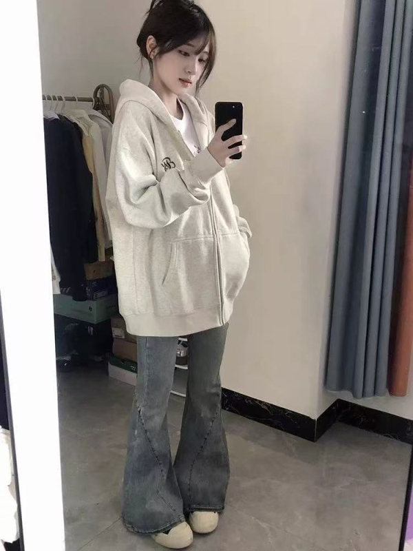 Ženski oversize hoodie s kapuljom i zipom – zimski stil 2025