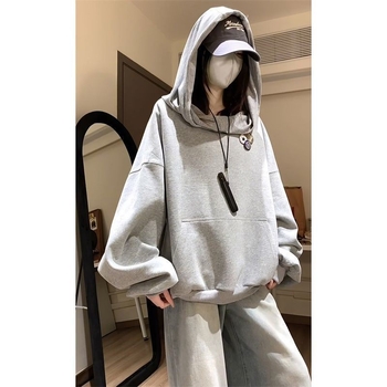 Ženski hoodie s kapuljom i gumbima, visok ovratnik, širok kroj, casual jesen 2025