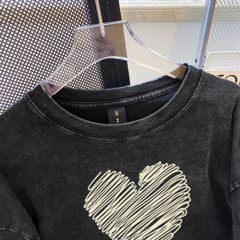 Γυναικείο μακρυμάνικο βαμβακερό T-shirt με μεσαίο μήκος, φθαρμένο εφέ πλύσης, anime print, φθινοπωρινό-χειμερινό 2025