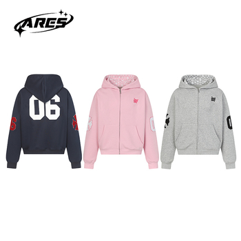 ARES pamut fleece belsős kapucnis kardigán cipzárral, betűmintával, férfiaknak