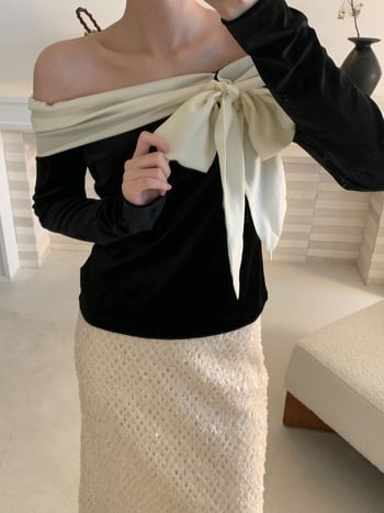 Newopen25 Zimska ženska bluza s mašnicom, francuski dvorski stil, chic, slatko i sexy, dugi rukav, F6668