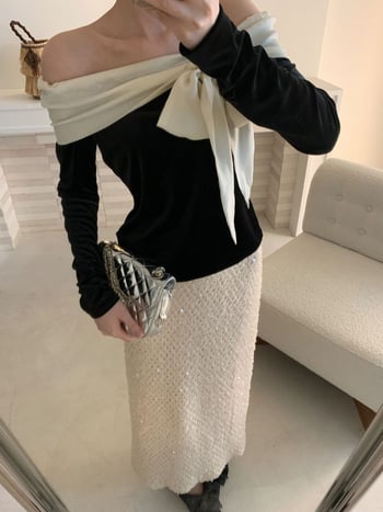 Newopen25 Zimska ženska bluza s mašnicom, francuski dvorski stil, chic, slatko i sexy, dugi rukav, F6668