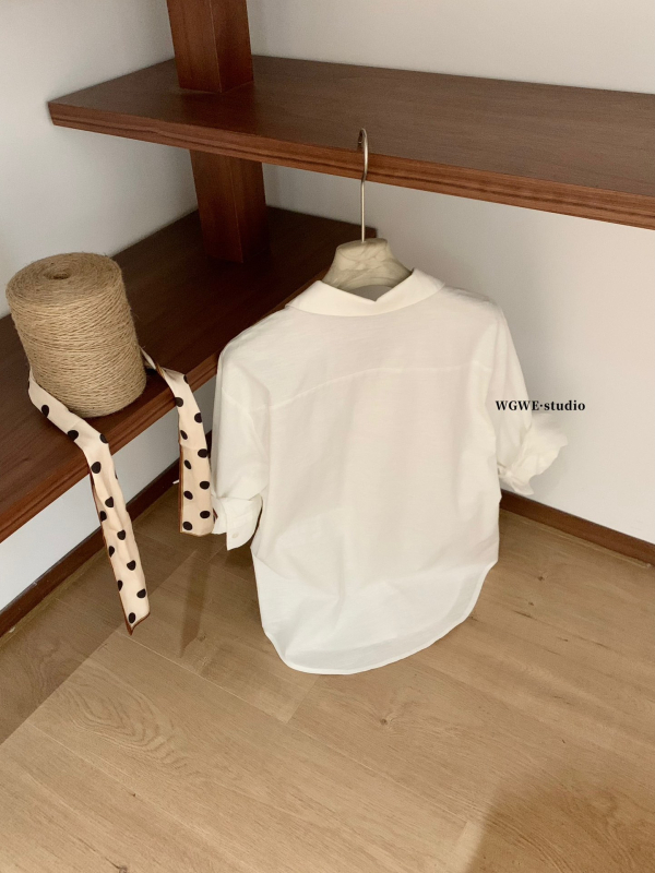 WGWE8910 Proljetna bluza od lana i pamuka, opuštenog kroja, jednofarbna, polo ovratnik, dugi rukav, casual top za žene