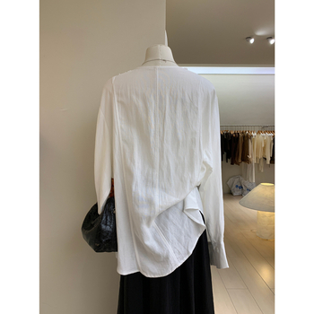 Bluza s V izrezom i šnirkama, dugi rukavi, 3D vez i čipka, širokog kroja, pamuk-linen materijal, francuski stil