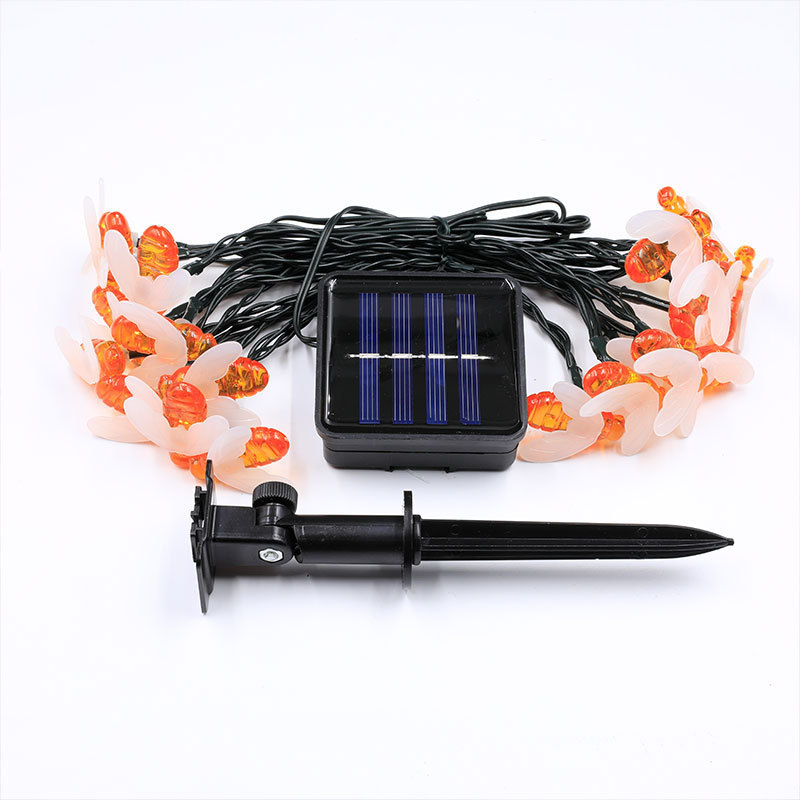 LED vanjski solarni niz svjetala u obliku pčele, vodootporan vrt dekor, duljina 22 m, 20 LED, 3500K topla bijela