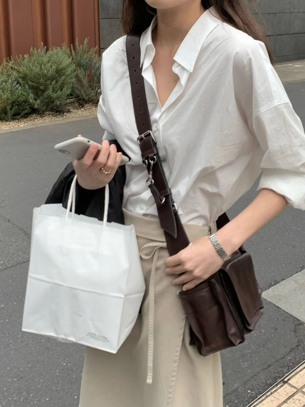 Ženska košulja od 100% pamuka, japansko-korejski casual stil, udoban kroj, dugi rukav