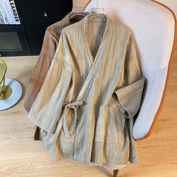 Ženski top od pamuka i lana u kineskom stilu, retro Hanfu, labav kroj, vezanje sprijeda
