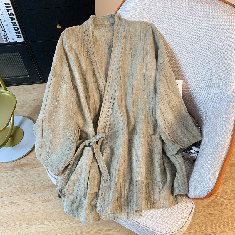 Ženski top od pamuka i lana u kineskom stilu, retro Hanfu, labav kroj, vezanje sprijeda