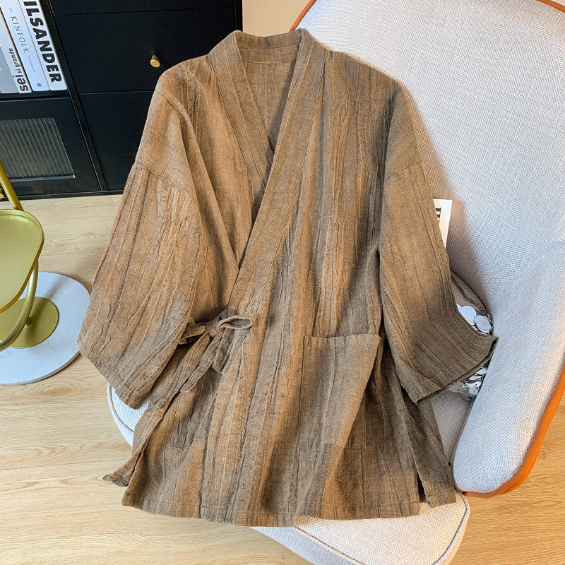 Ženski top od pamuka i lana u kineskom stilu, retro Hanfu, labav kroj, vezanje sprijeda