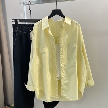 Ženska košulja-blejzer od mješavine Tencel-pamuka, bez peglanja, zaštita od sunca, proljeće-jesen, korejski stil, udoban široki kroj, dugi rukav, za vanjsku upotrebu