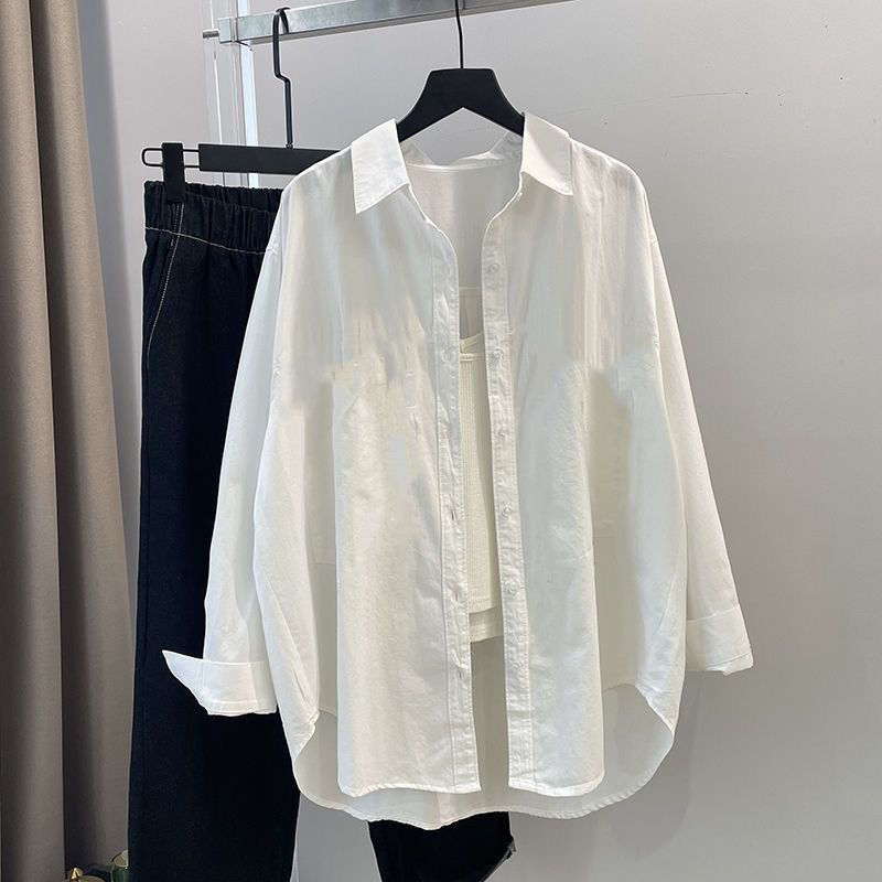 Ženska košulja-blejzer od mješavine Tencel-pamuka, bez peglanja, zaštita od sunca, proljeće-jesen, korejski stil, udoban široki kroj, dugi rukav, za vanjsku upotrebu