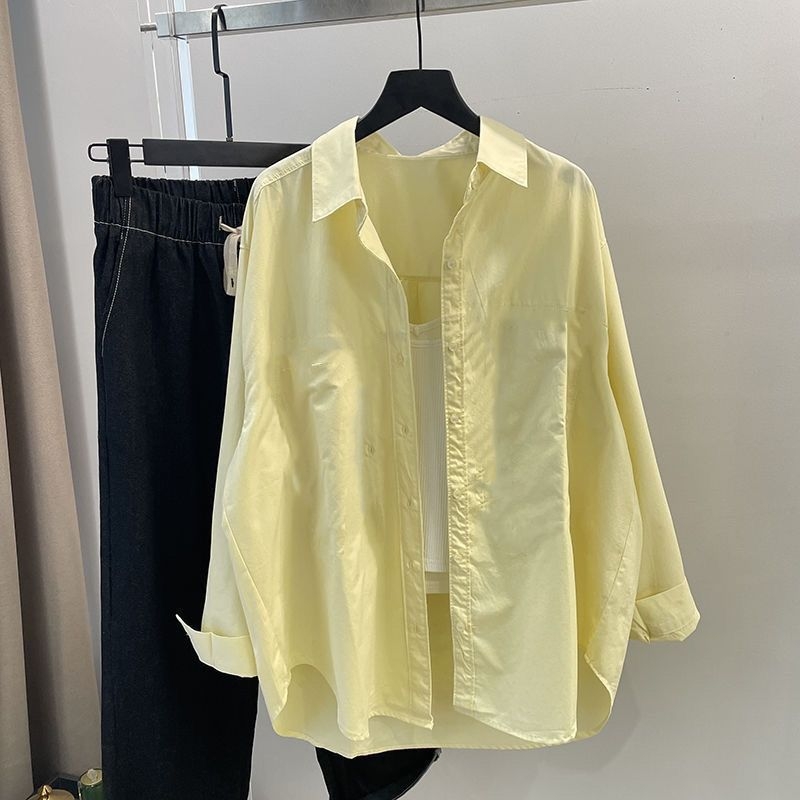 Ženska košulja-blejzer od mješavine Tencel-pamuka, bez peglanja, zaštita od sunca, proljeće-jesen, korejski stil, udoban široki kroj, dugi rukav, za vanjsku upotrebu